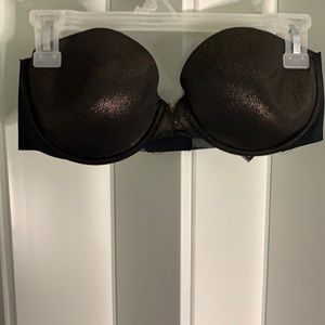 36C Victoria’s Secret Black and Gold Strapless Bra